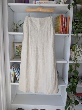J. Jill Linen Midi Skirt Cream Size 8 / Medium Coastal  Minimalist Boho Natural